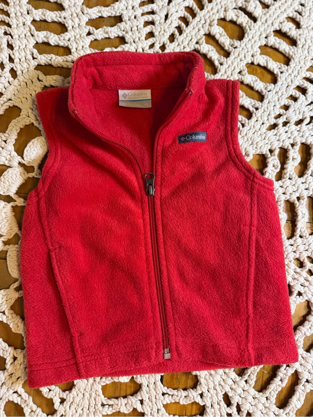 Columbia Sportswear Red Fleece Vest Toddler 2T Full Zip Outdoor Layer